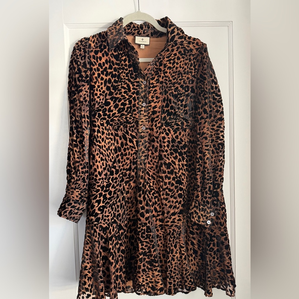 Tuckernuck Velvet Leopard Burnout Callahan Shirt Dress